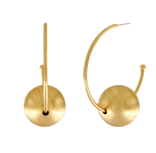 Store guld hoops med kugle – 14 karat forgyldt