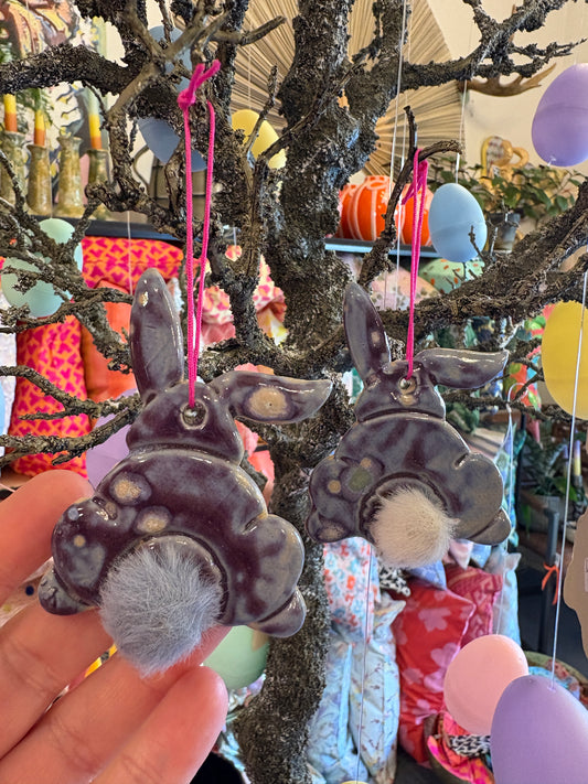 Håndlavet Keramik Hare med lilla Glasur