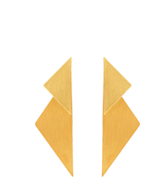 Trekantet Øreringe 2-i-1 forgyldt