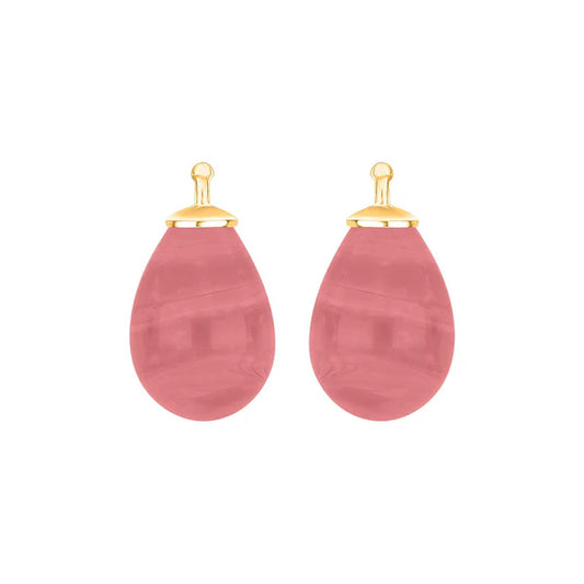 Gammel rosa glasdråbe vedhæng forgyldt top 16x11 mm