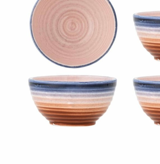 Skål i stentøj med glasur, rosa nuancer