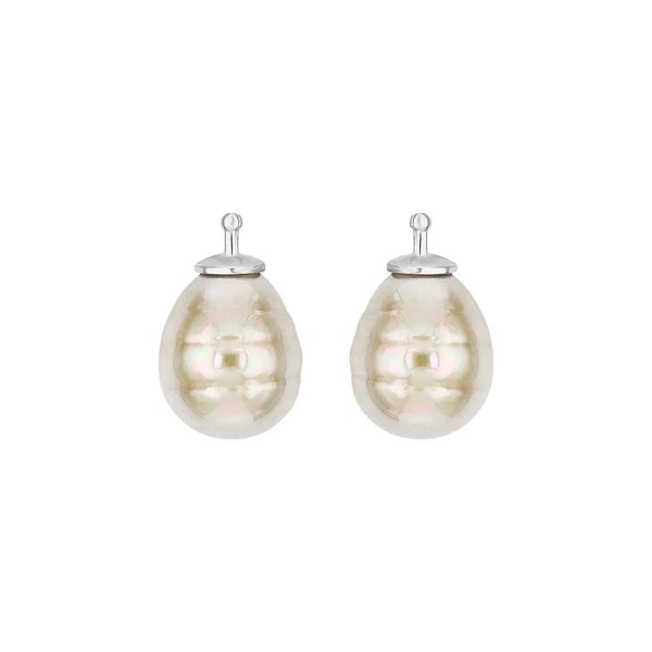 Mallorcanske barokperler vedhæng sølv top 12x10 mm