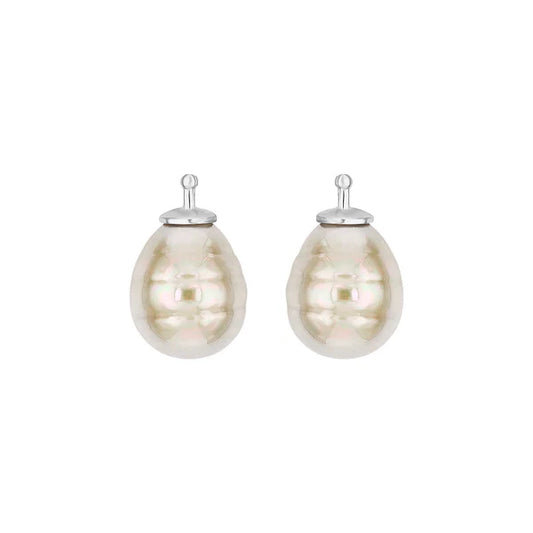 Mallorcanske barokperler vedhæng sølv top 12x10 mm