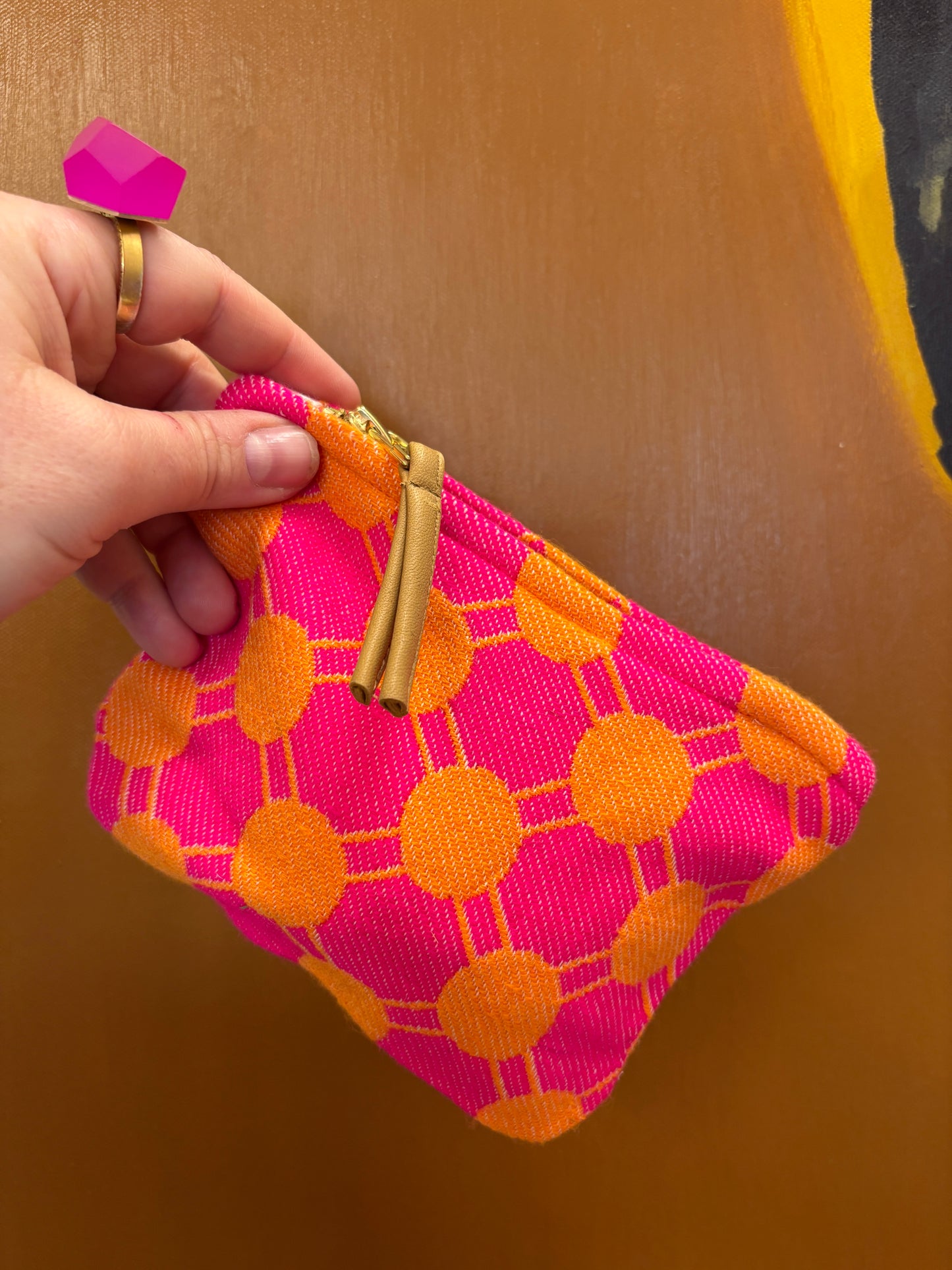 Lille clutch i orange og pink | 18 x