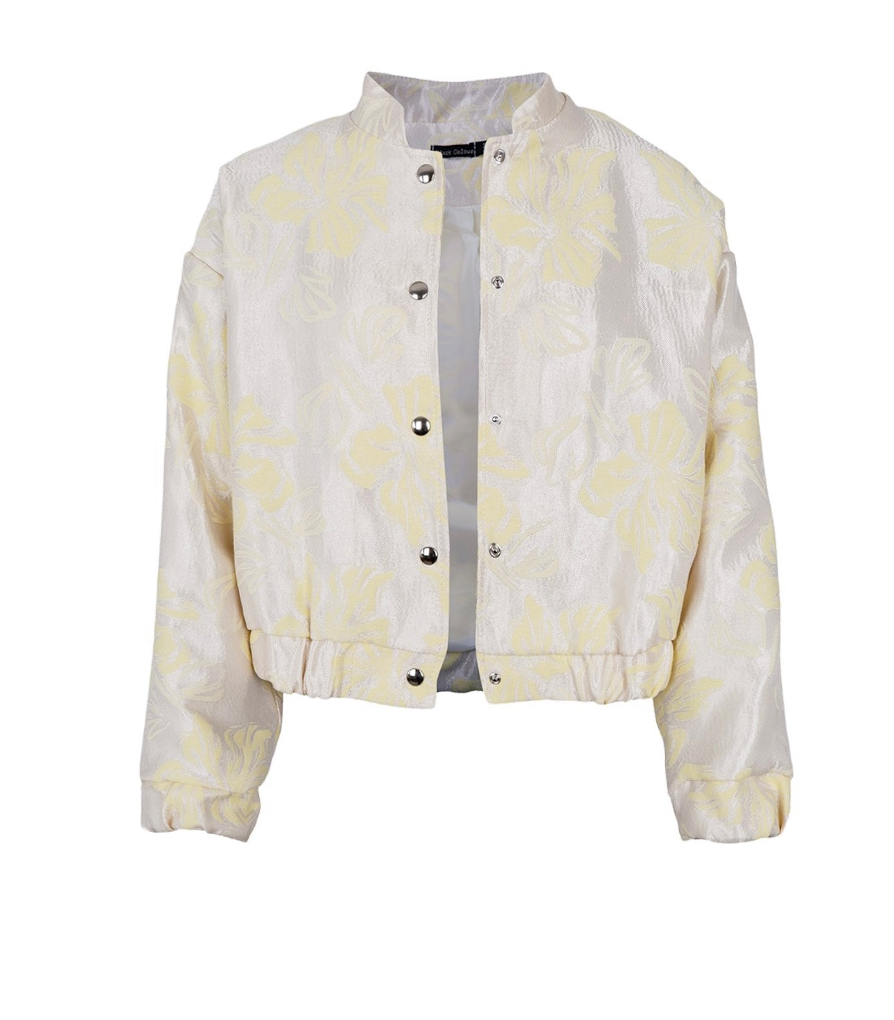 Bomber jakke med gule blomster