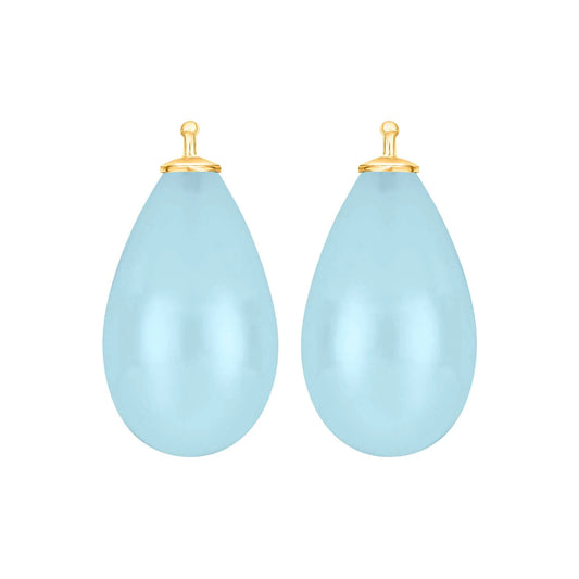 Lys turkis glasdråbe vedhæng forgyldt top 24x12 mm