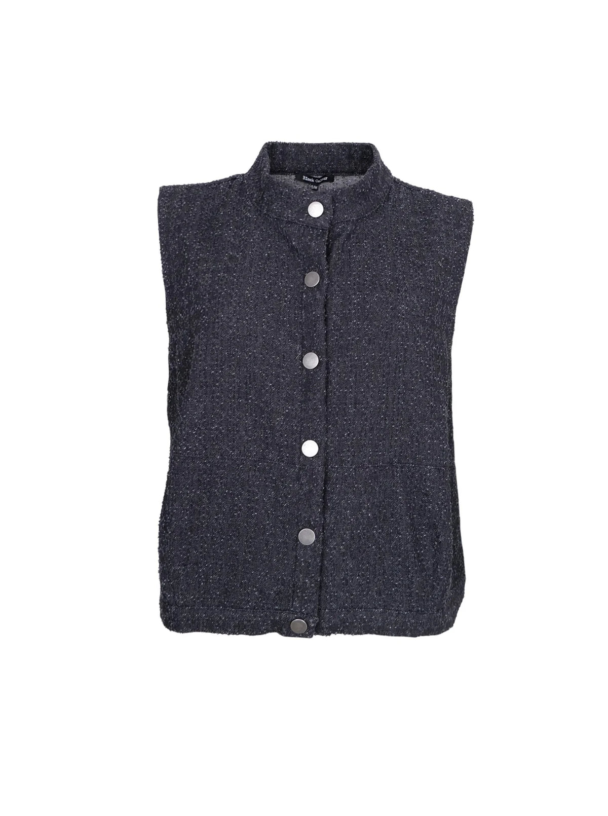 Denimvest med høj hals og metalknapper