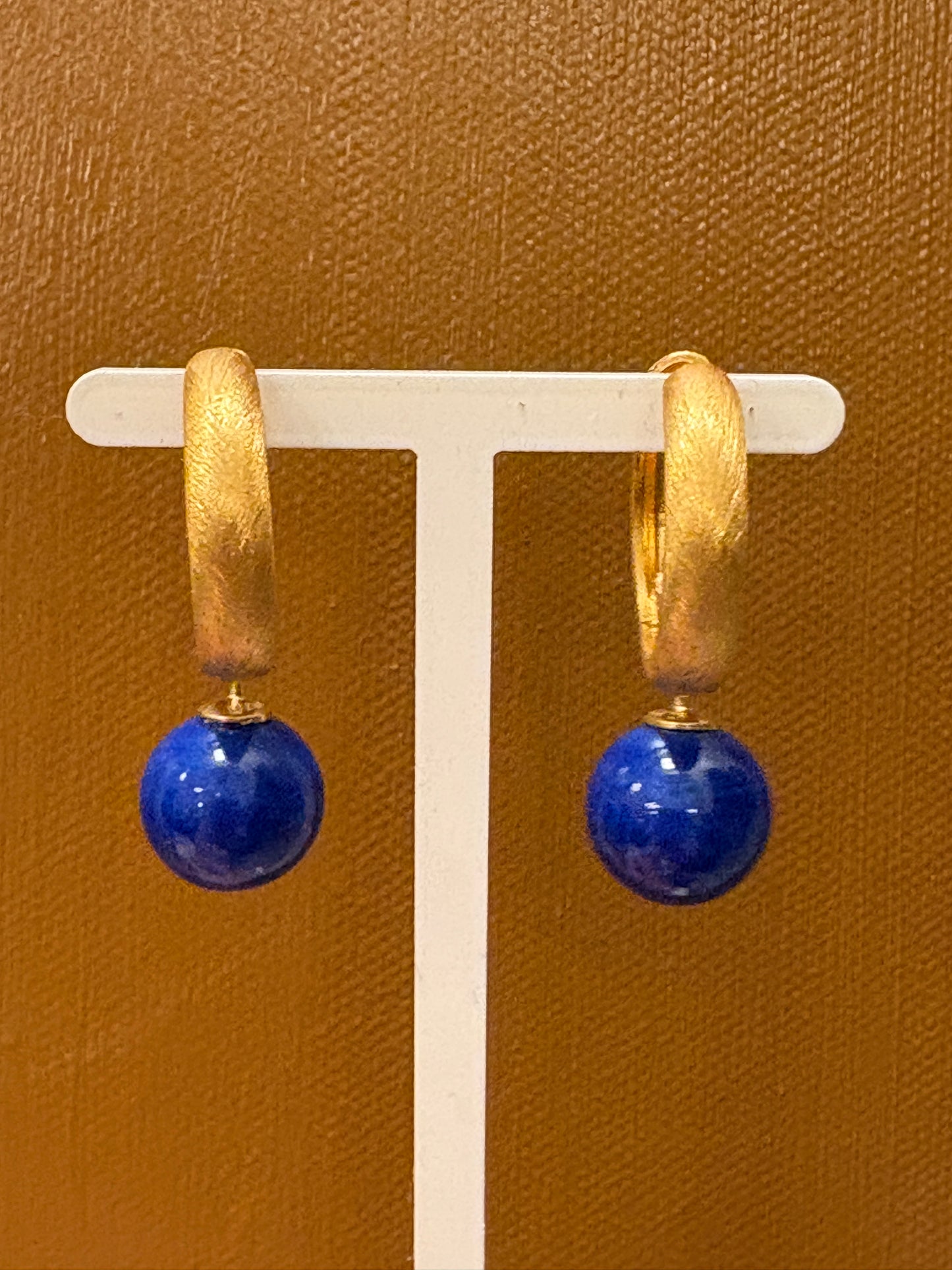 Mørke blå bøhmisk kvartglas kugler vedhæng forgyldt top