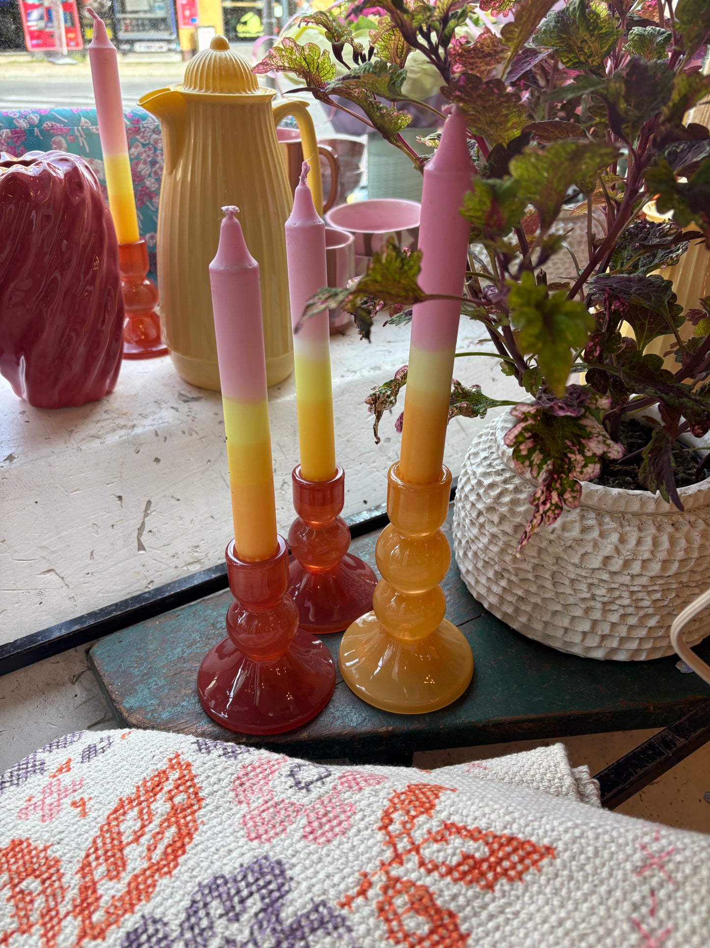 Glas lysestage – Dyb orange