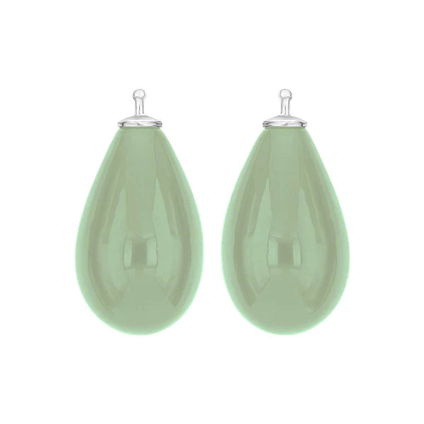 Mint grøn glasdråber vedhæng sølv top 24x12 mm