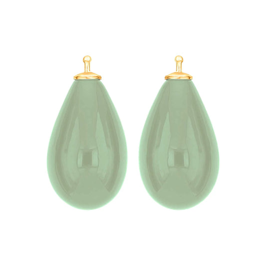Mint grønne glasdråbe vedhæng forgyldt top 24x12