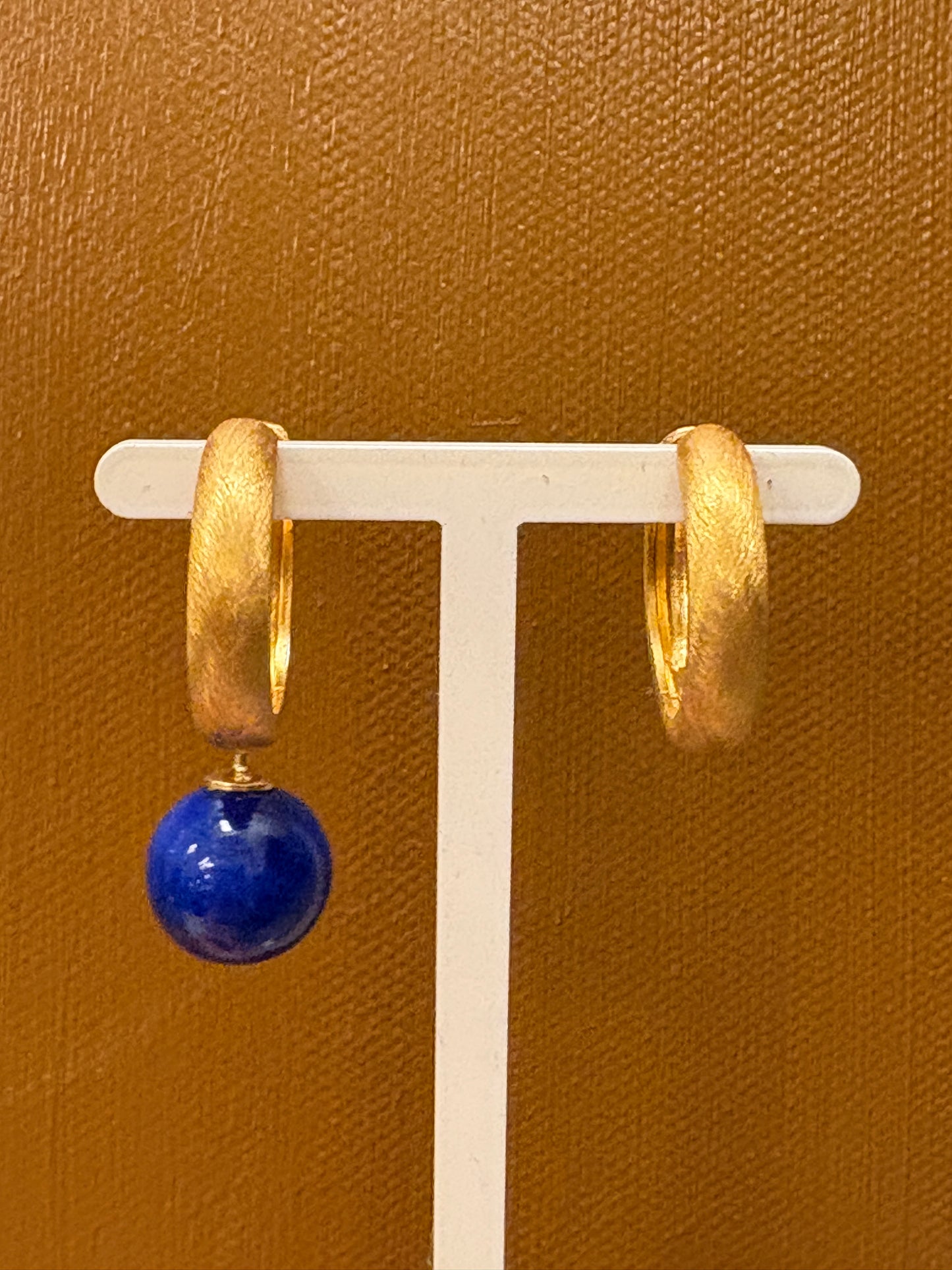 Mørke blå bøhmisk kvartglas kugler vedhæng forgyldt top