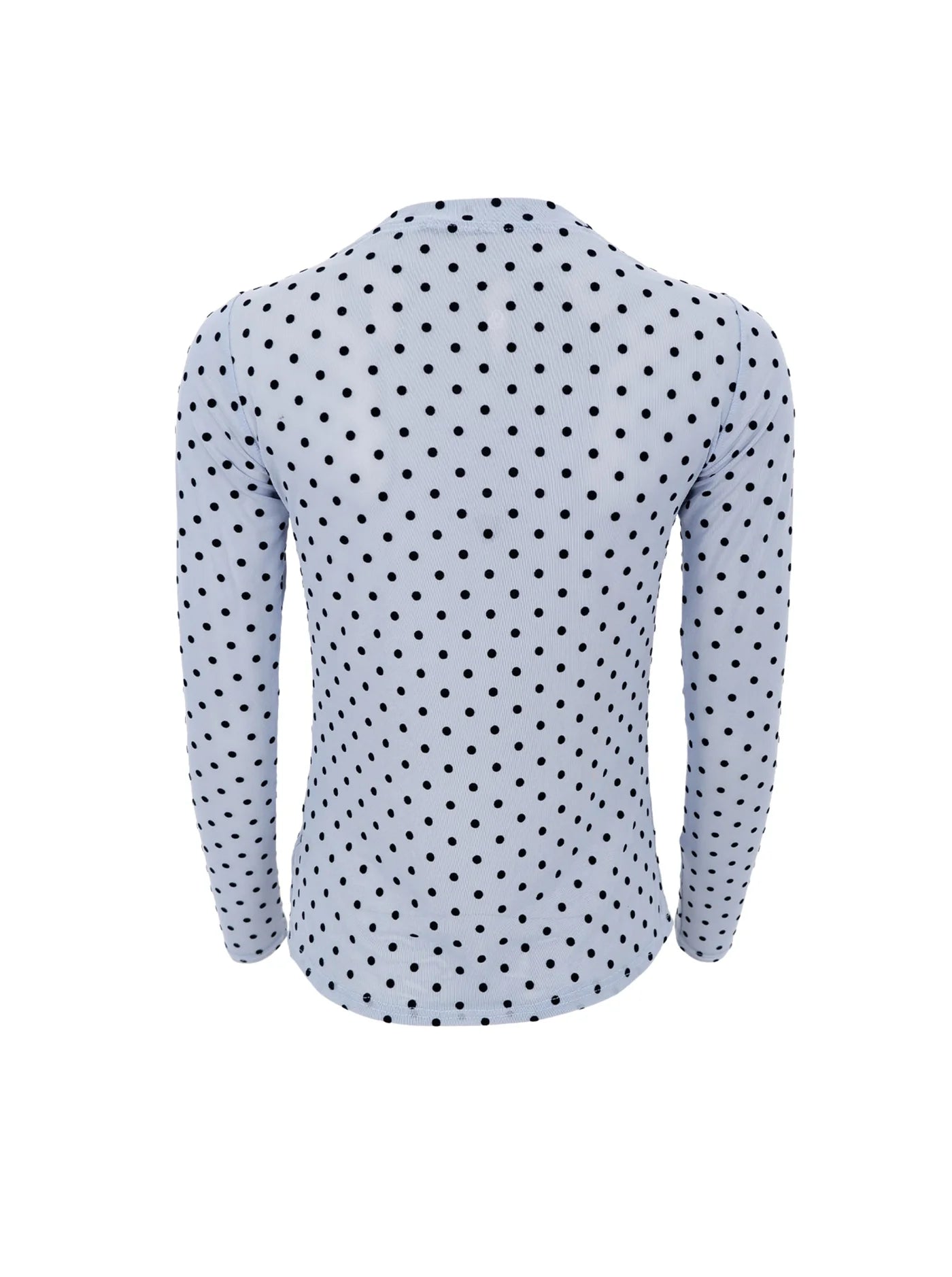 Langærmet mesh bluse - jeans blue med sorte prikker