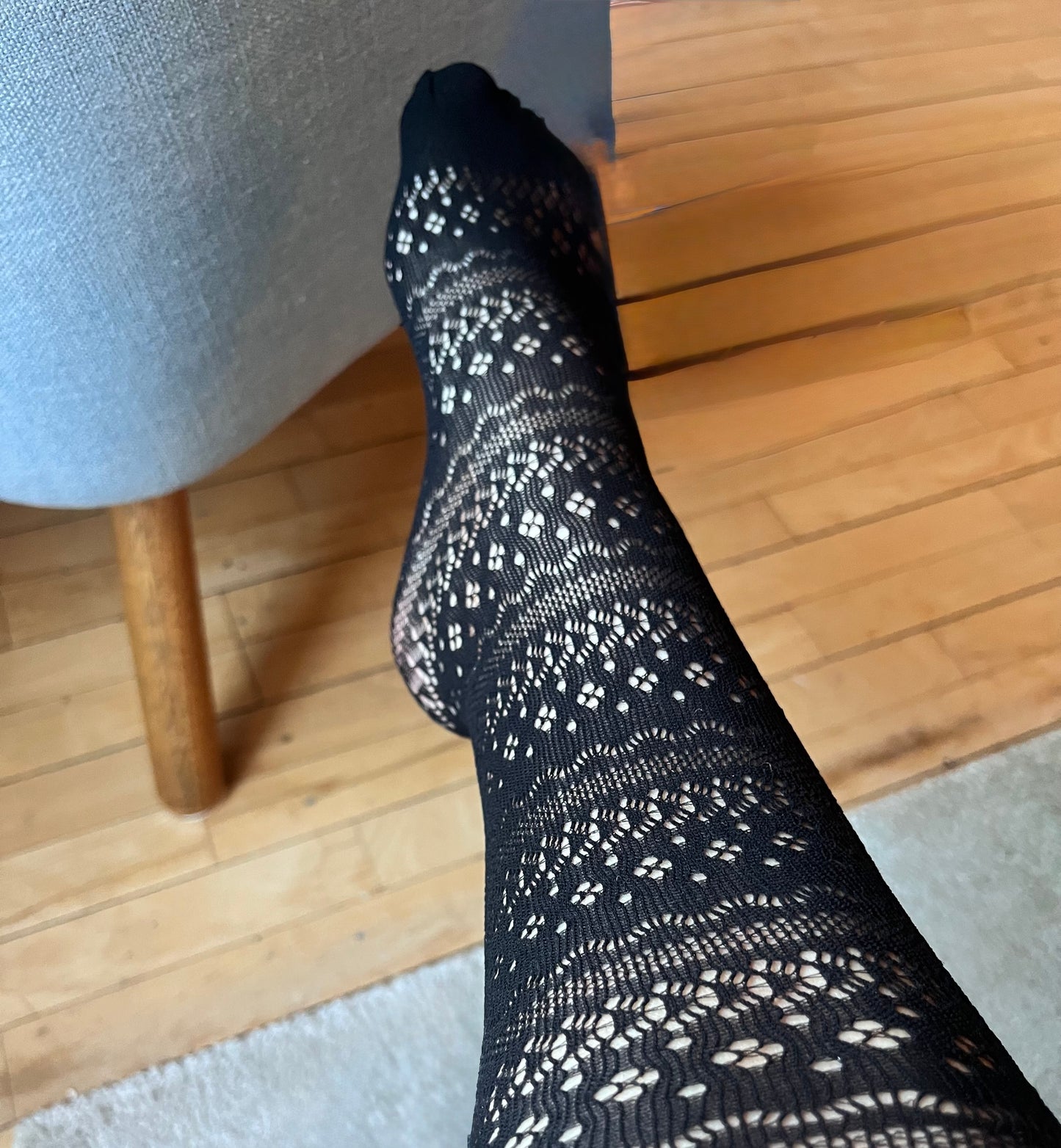 Sorte Blondestrømper med Striber – One Size
