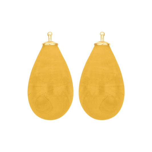 Gule glasdråber vedhæng forgyldt top 24x12