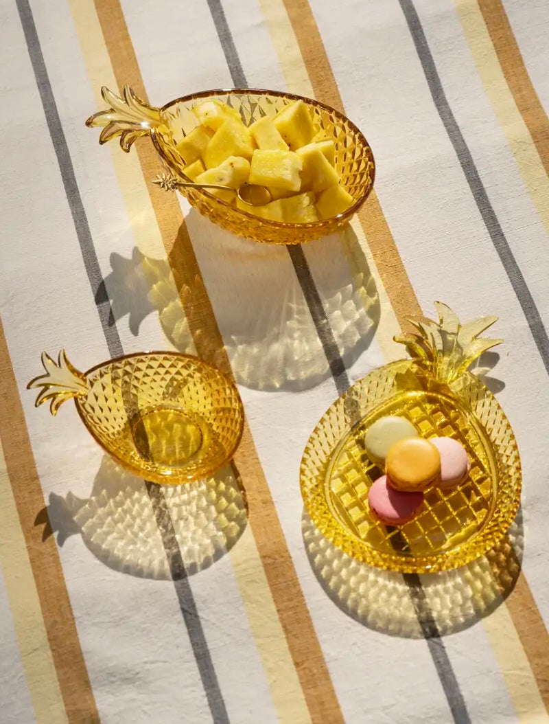 Ananas glasskåle i ravfarve – 3 forskellige størrelser