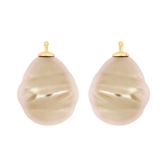 Creme farvede mallorcanske barokperler vedhæng forgyldt top 20x17 mm