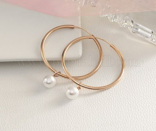 Store Rosa hoops med perle