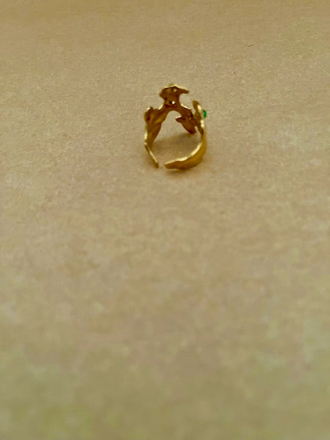 Statement ring med grønne sten