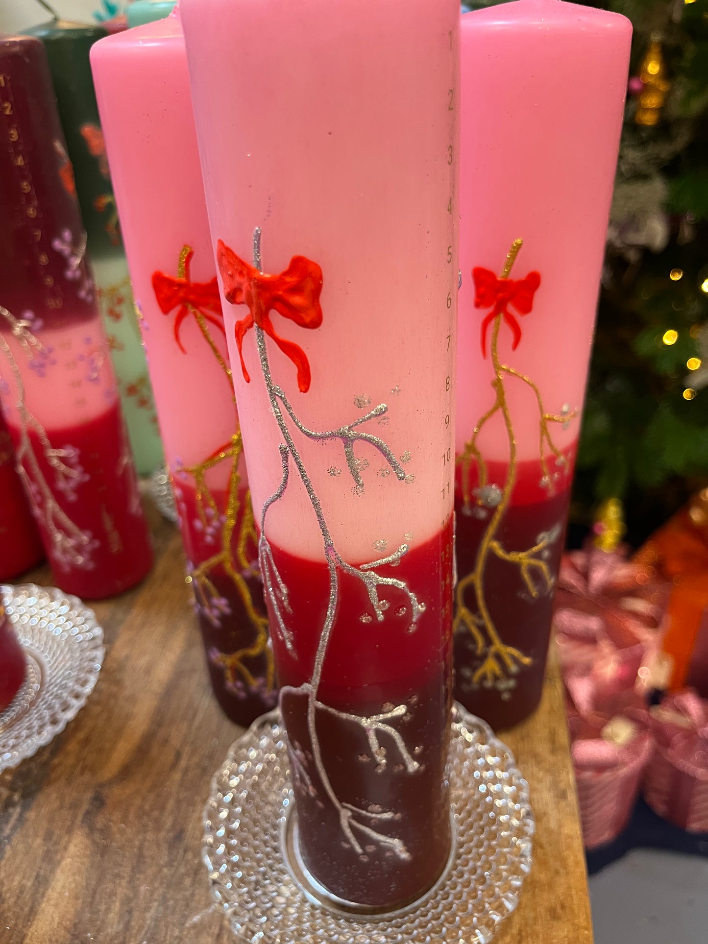 Kalenderlys lysrød, klassisk rød og bodaux