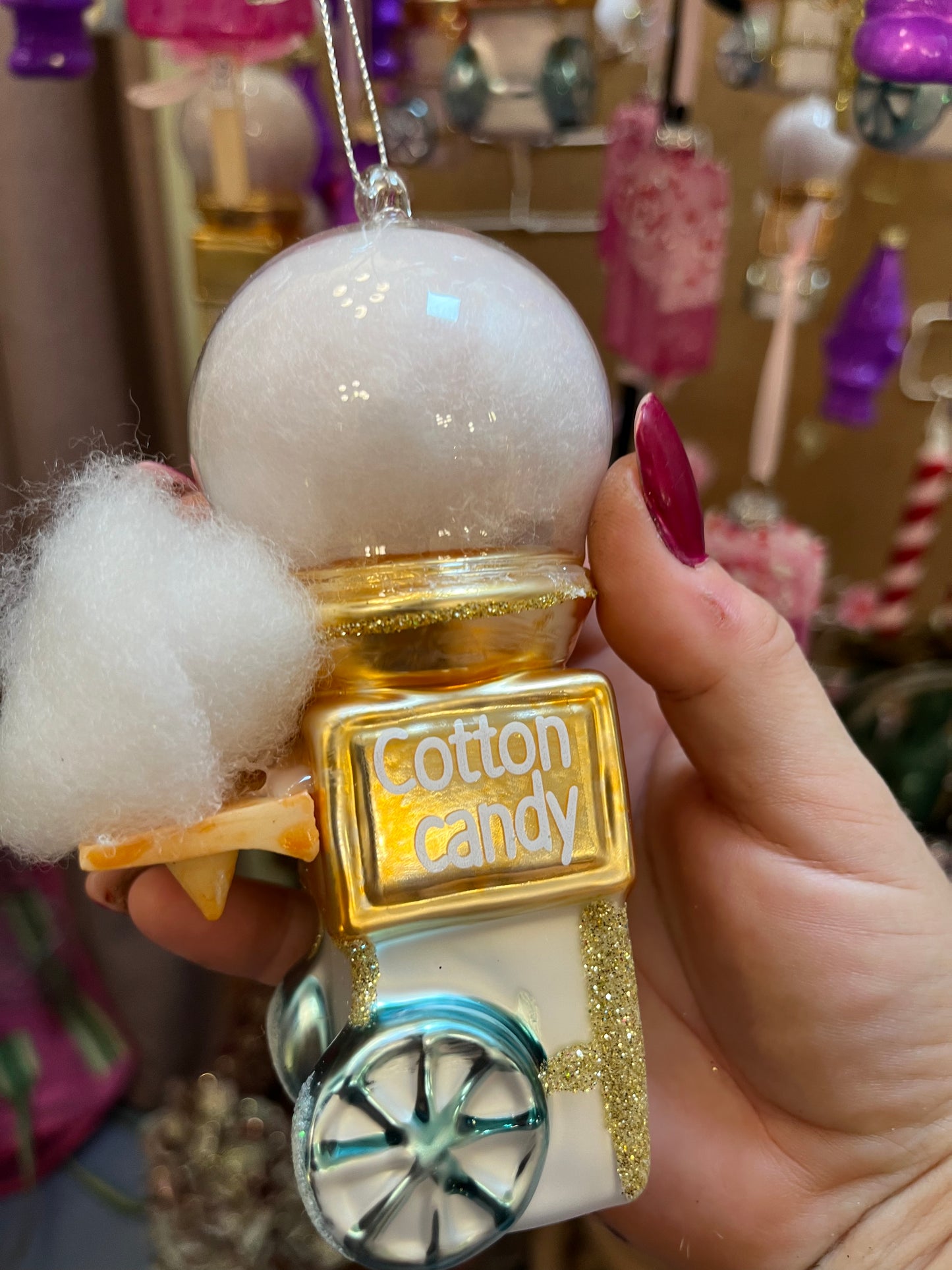 Julepynt candy floss vogn