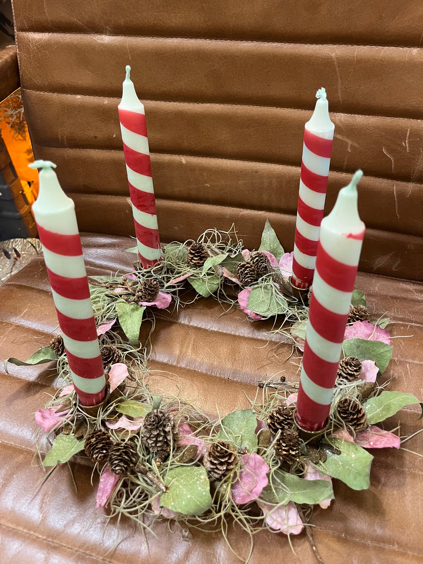 Adventskrans Rosa og lys grøn