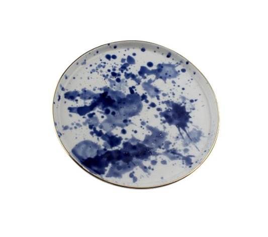 Blå splash frokost tallerken 22 cm