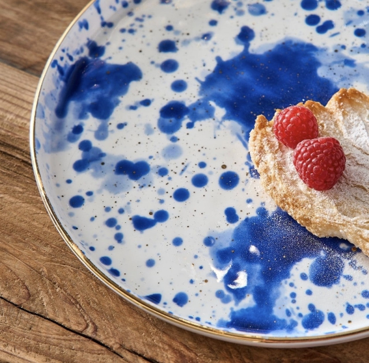 Blå splash frokost tallerken 22 cm