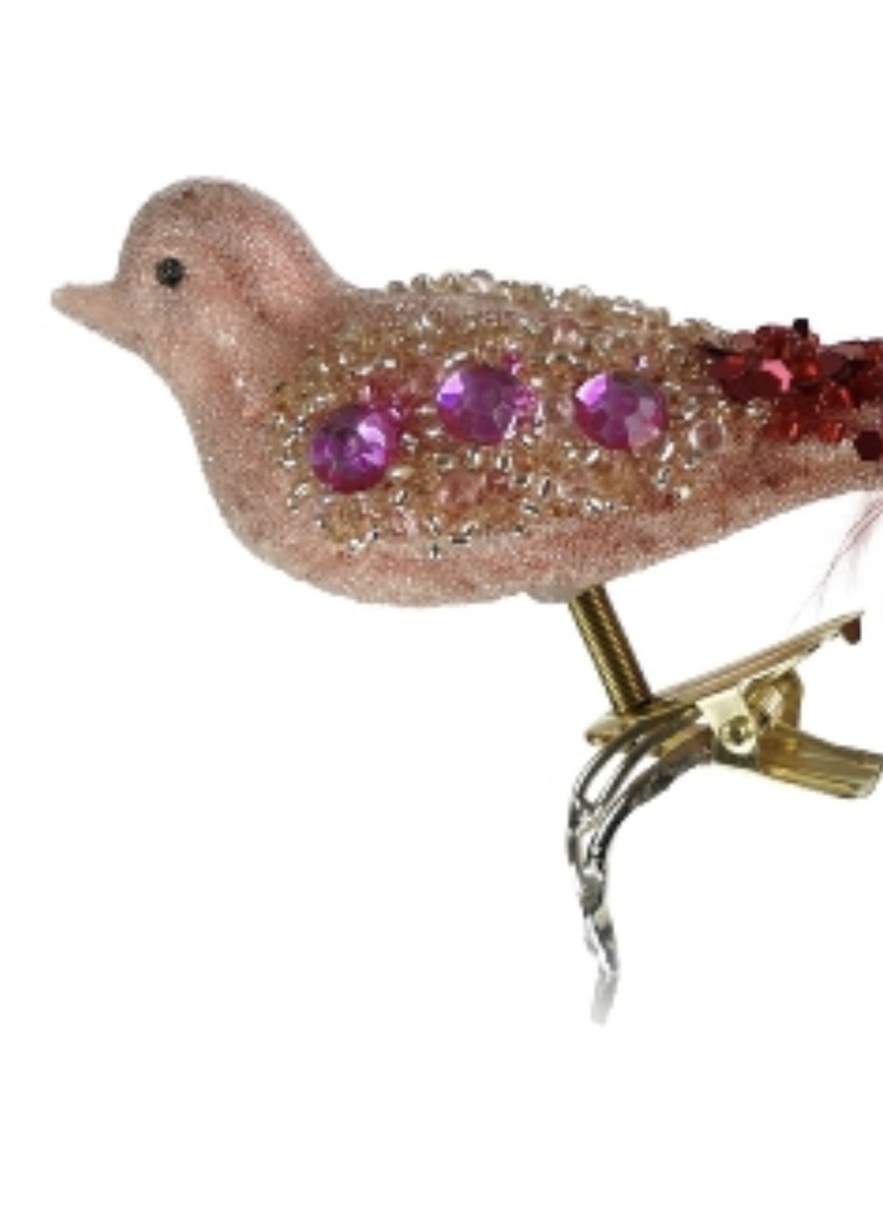 Fugl på klemme med rhinesten, lyserød