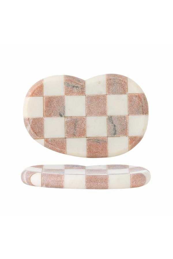 Marmorfad med rosa og beige tern - Poleret naturmarmor