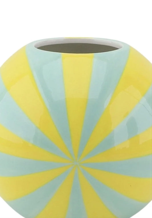 Bolchestriber keramik vase gul / mint størst