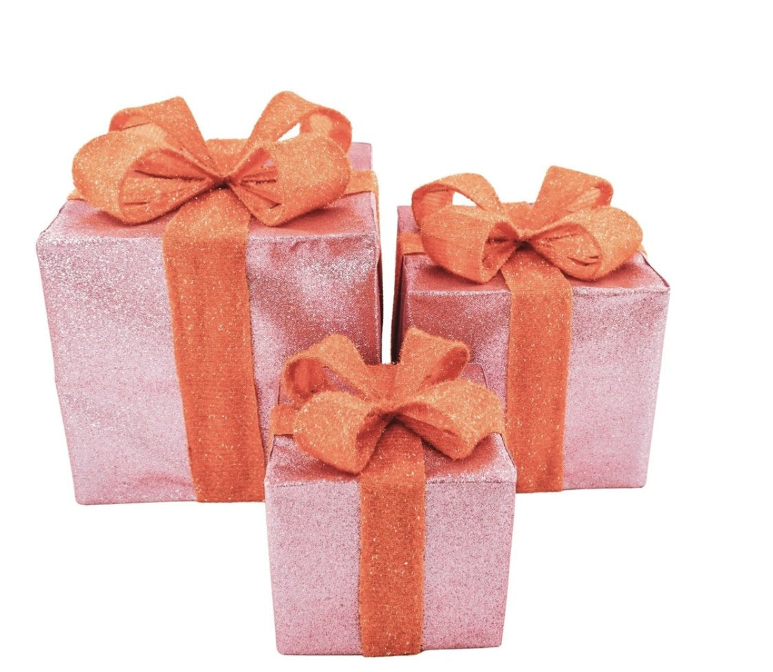 Firkantet gaver med LED i tre størrelser