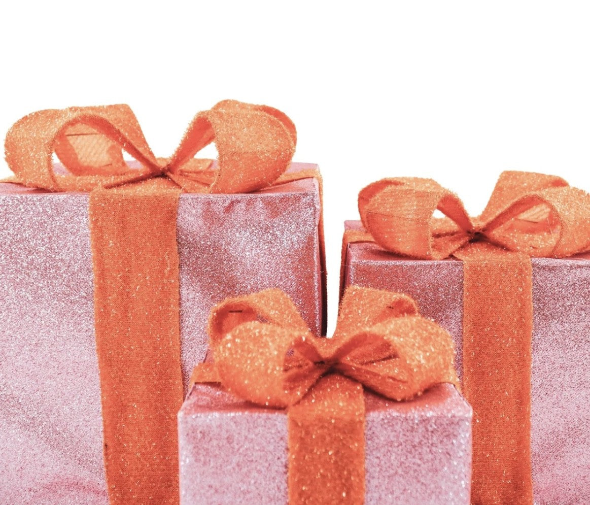 Firkantet gaver med LED i tre størrelser