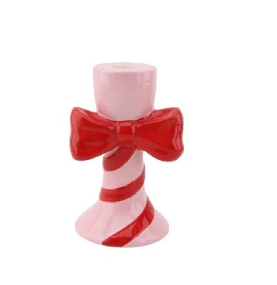 Keramik lysestage med sløjfe