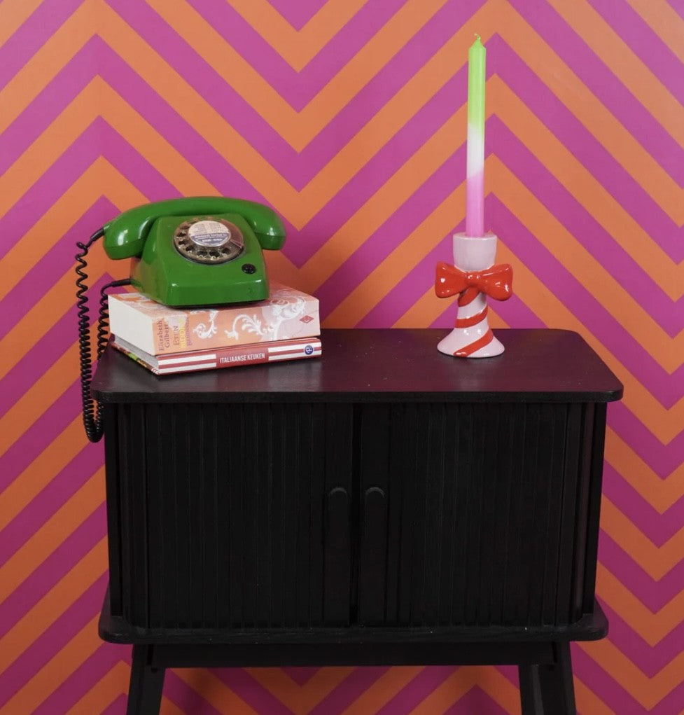 Keramik lysestage med sløjfe