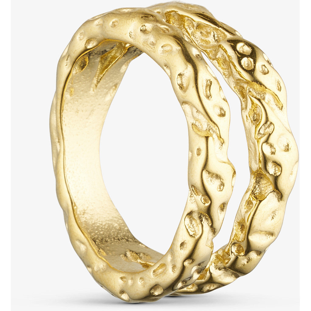 Dobbelt ring med hamrede overflade