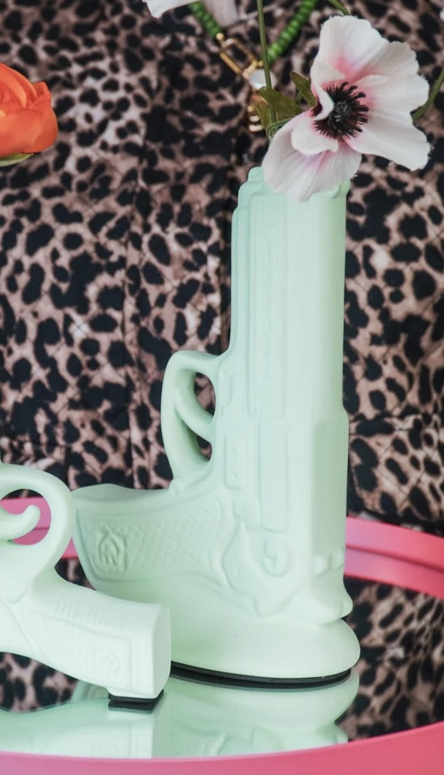Stor pistol vase i mint grøn