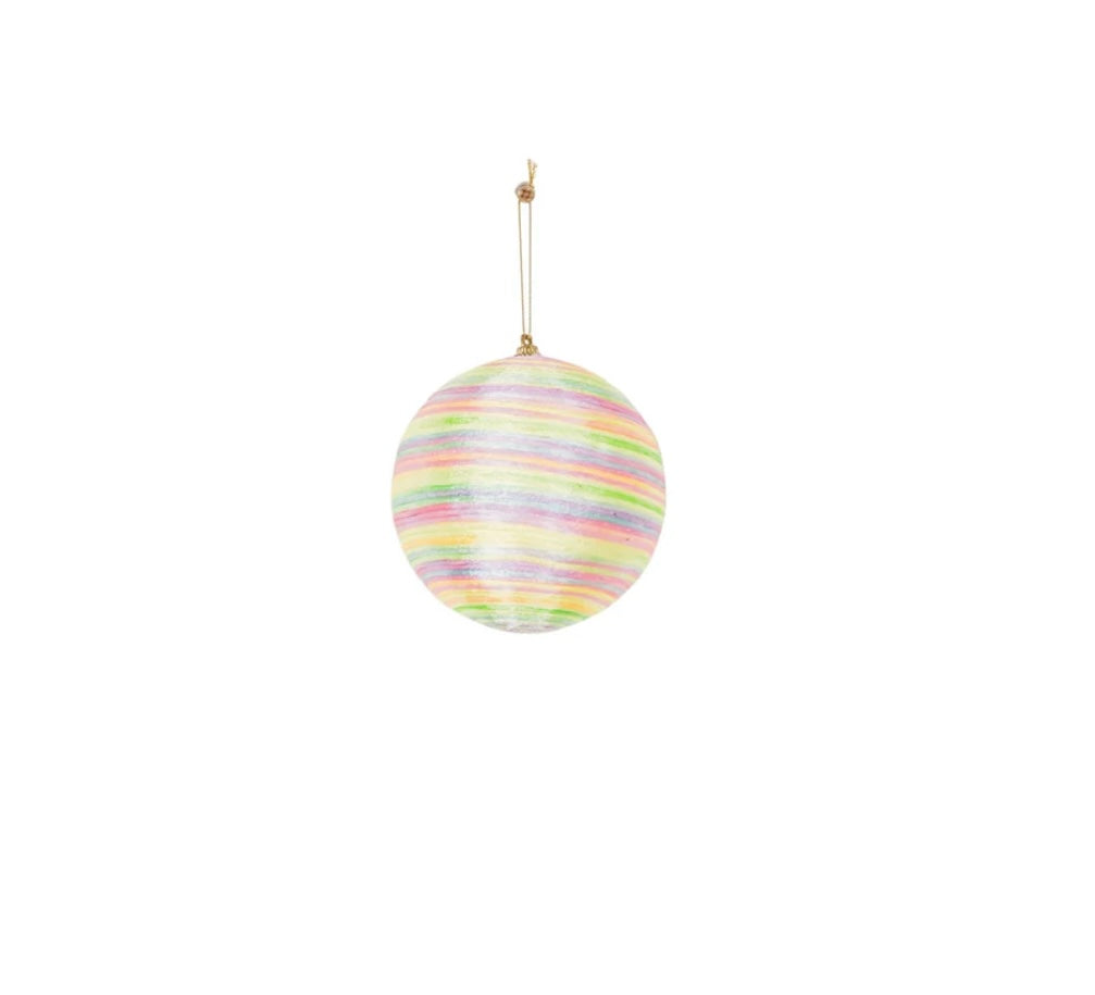 Julekugler i stribet neon farver, størst